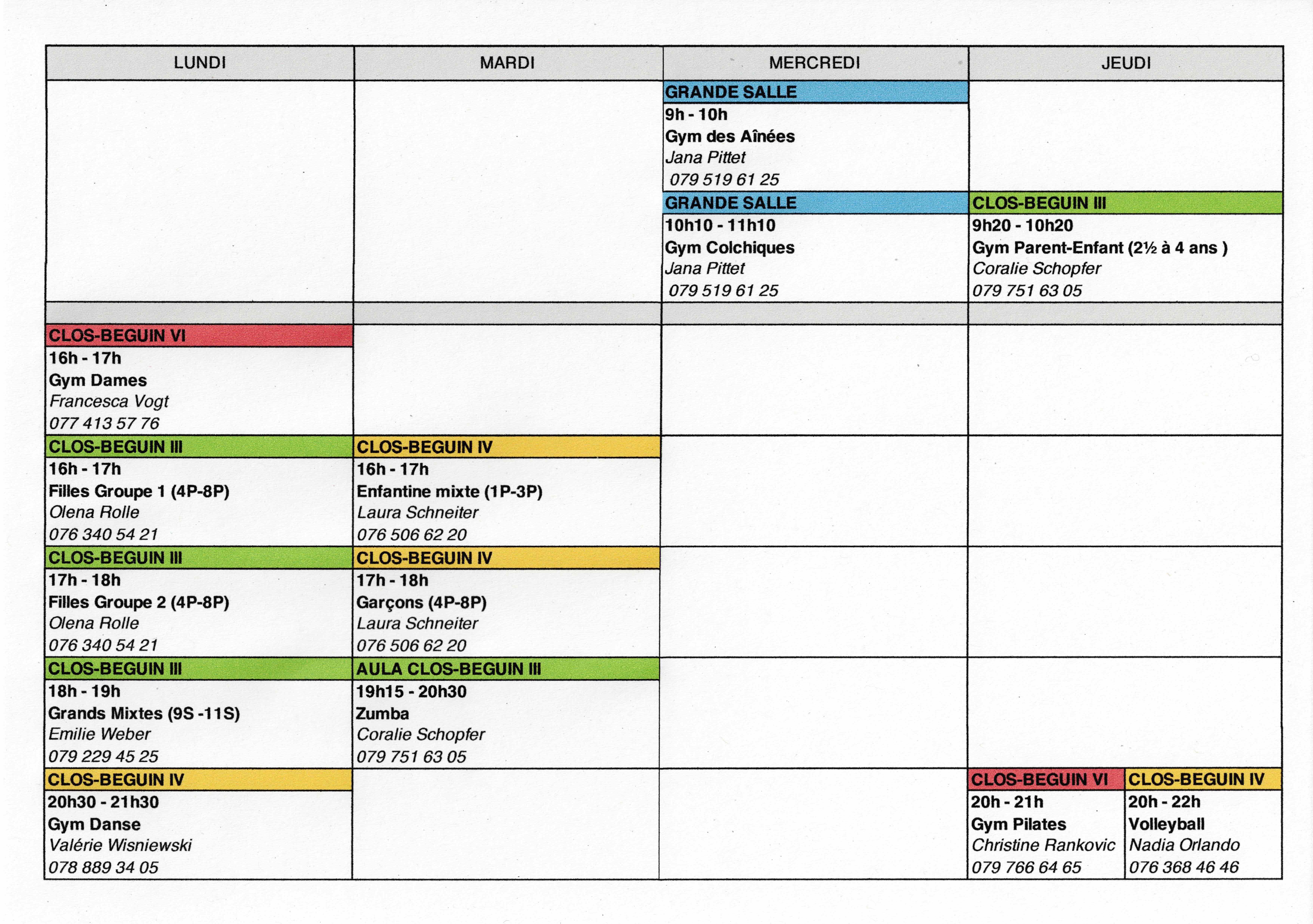 horaires